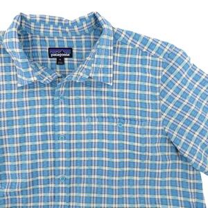 Patagonia‎ Puckerware Men's Short Sleeve Shirt Textured Blue Plaid XL Gorpcore